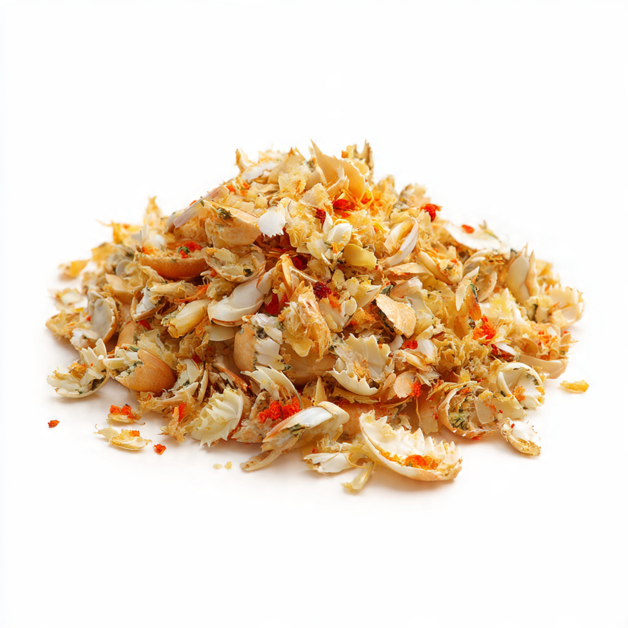 crushed crab shells in white background.png